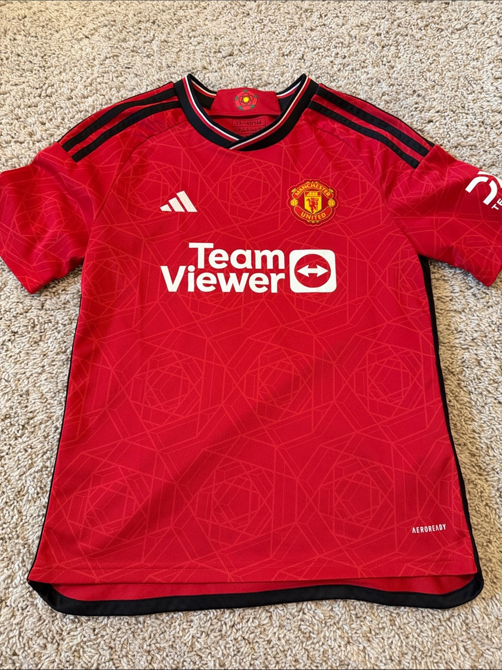adidas Kids Red Manchester United Short-Sleeve Jersey